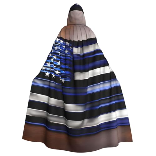 BGSHJVF Halloween Mantel amerikanische dünne blaue Linie Flagge Druck für alle Erwachsenen große Größe Cosplay Kostüm Party Kapuze Mantel Maskerade von BGSHJVF