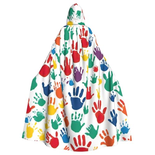 BGSHJVF Handdruck Halloween Kostüm Umhang für alle, übergroße Cosplay Erwachsene Mantel mit Kapuze für Partys, Maskeraden von BGSHJVF