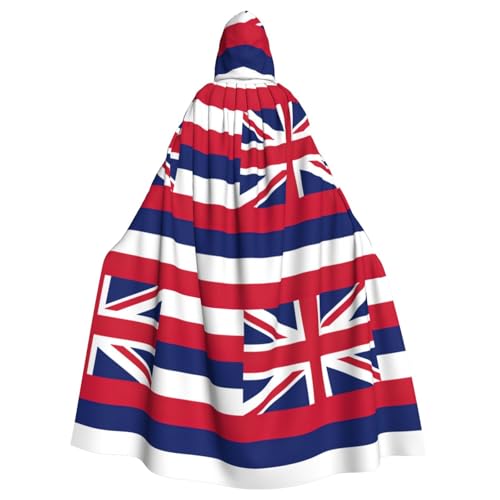 BGSHJVF Hawaii-Flagge, Halloween-Kostüm, Mantel, großer Mantel, Kapuze für Erwachsene, Party, Tanz, Maskerade von BGSHJVF