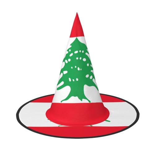 BGSHJVF Hexenhut Libanon Flagge Druck Halloween Cosplay Halloween Dekoration Party Kostüm Zubehör von BGSHJVF