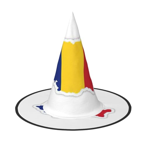 BGSHJVF Hexenhut Rumäniens Flagge Karte Muster Cosplay Hut Halloween Dekoration Party Kostüm Zubehör BGSHJVF Hexenhut Rumäniens Flagge Karte Muster Cosplay Hut Halloween Dekoration Party Kostüm Zubehör von BGSHJVF