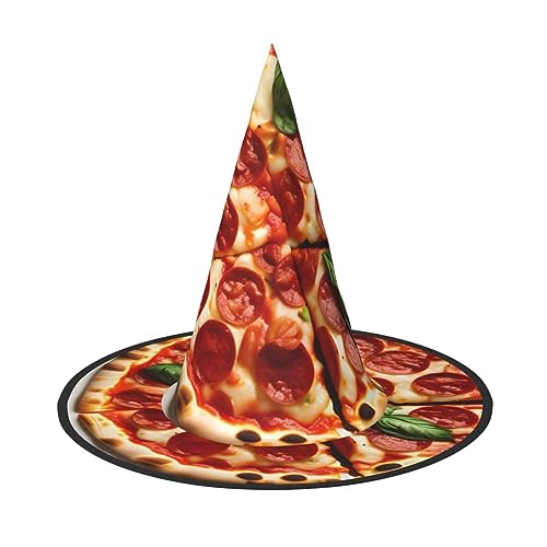 BGSHJVF Hexenhut mit Pizzatdruck und Essen Halloween Cosplay Halloween Dekoration Halloween Party Kostüm Requisiten von BGSHJVF