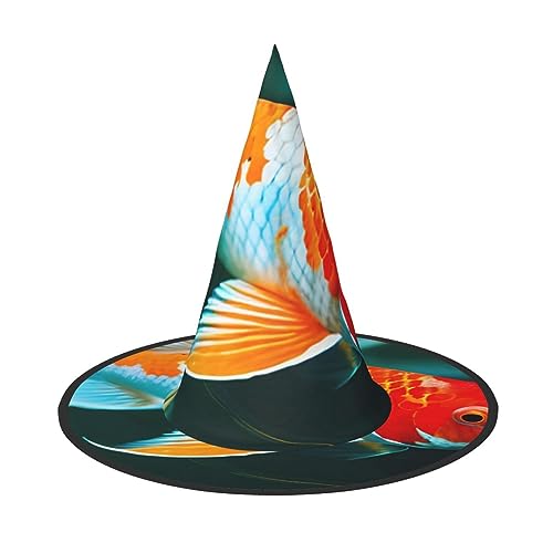 BGSHJVF Hübscher Koi-Fisch-Druck, Halloween-Hexenhut, Cosplay-Kappen, Halloween-Dekoration, Kostümzubehör für Halloween-Party BGSHJVF Hübscher Koi-Fisch-Druck, Halloween-Hexenhut, Cosplay-Kappen, Halloween-Dekoration, Kostümzubehör für Halloween-Party von BGSHJVF
