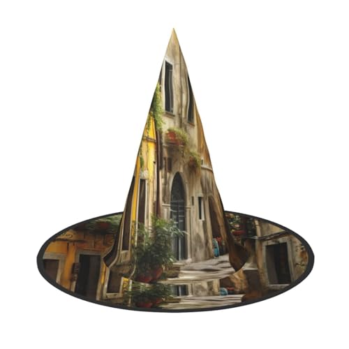 BGSHJVF Italienische alte Straße Druck Halloween Hexe Hut Cosplay Caps Halloween Dekoration Kostüm Zubehör für Halloween Party BGSHJVF Italienische alte Straße Druck Halloween Hexe Hut Cosplay Caps Halloween Dekoration Kostüm Zubehör für Halloween Party von BGSHJVF