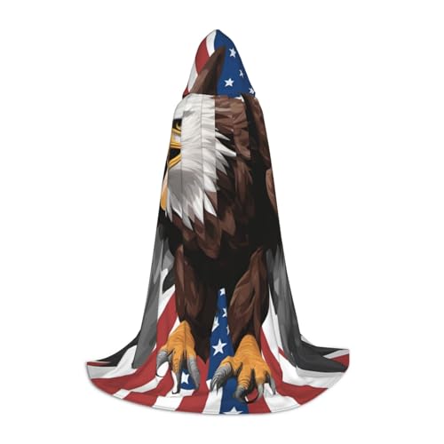 BGSHJVF Kapuzenumhang mit Adler mit USA-Flagge, für Herren, Zauberer, Vampir und Halloween-Kostüme, für Rollenspiele und Partys von BGSHJVF