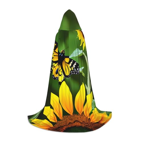 BGSHJVF Kapuzenumhang mit Sonnenblumen- und Schmetterlings-Aufdruck, für Herren, Zauberer, Vampir- und Halloween-Kostüme, für Rollenspiele und Partys BGSHJVF Kapuzenumhang mit Sonnenblumen- und Schmetterlings-Aufdruck, für Herren, Zauberer, Vampir- und Halloween-Kostüme, für Rollenspiele und Partys von BGSHJVF