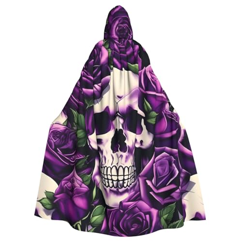 BGSHJVF Lila Rose Totenkopfdruck Halloween Kostüm Umhang für alle, große Größe Mantel mit Kapuze für Erwachsene, Party, Fanced Ball BGSHJVF Lila Rose Totenkopfdruck Halloween Kostüm Umhang für alle, große Größe Mantel mit Kapuze für Erwachsene, Party, Fanced Ball von BGSHJVF
