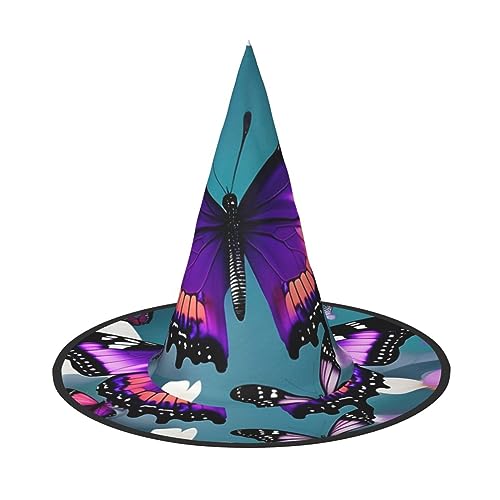 BGSHJVF Lila Schmetterling & Blumendruck Halloween Hexe Hut Cosplay Caps Halloween Dekoration Kostüm Zubehör für Halloween Party BGSHJVF Lila Schmetterling & Blumendruck Halloween Hexe Hut Cosplay Caps Halloween Dekoration Kostüm Zubehör für Halloween Party von BGSHJVF