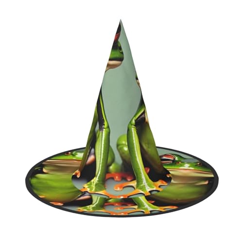 BGSHJVF Lustige grüne Frösche Druck Halloween Hexenhut Cosplay Caps Halloween Dekoration Kostüm Zubehör für Party BGSHJVF Lustige grüne Frösche Druck Halloween Hexenhut Cosplay Caps Halloween Dekoration Kostüm Zubehör für Party von BGSHJVF