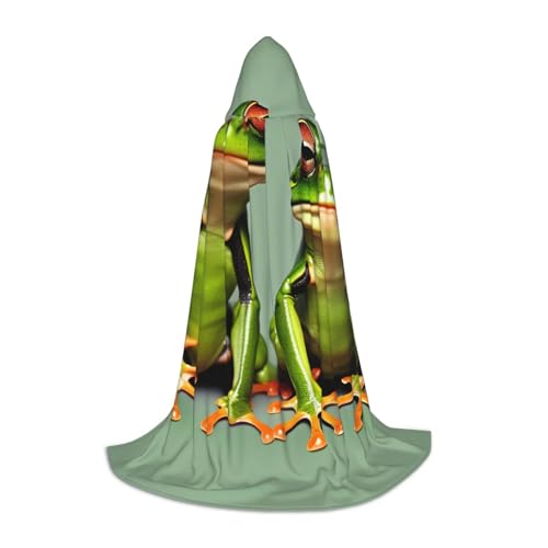 BGSHJVF Lustiger grüner Frosch-Aufdruck, Kapuzenumhang für Herren, Zauberer, Vampir und Halloween-Kostüme, für Rollenspiele und Partys BGSHJVF Lustiger grüner Frosch-Aufdruck, Kapuzenumhang für Herren, Zauberer, Vampir und Halloween-Kostüme, für Rollenspiele und Partys von BGSHJVF
