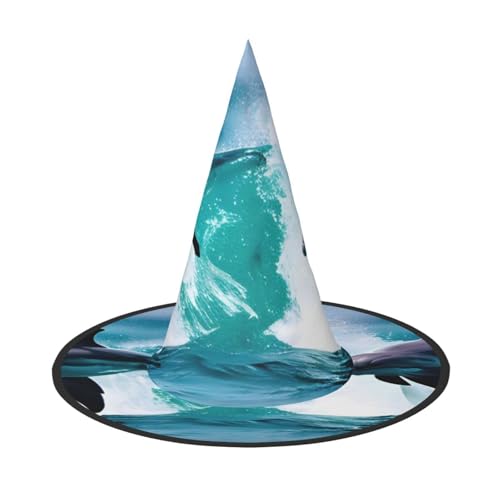 BGSHJVF Meer Delfindruck Hexenhut Halloween Cosplay Halloween Dekoration Party Kostüm Zubehör BGSHJVF Meer Delfindruck Hexenhut Halloween Cosplay Halloween Dekoration Party Kostüm Zubehör von BGSHJVF