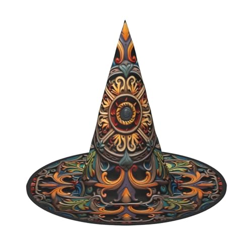 BGSHJVF Mehrfarbiger Hexenhut mit Medaillon für Halloween Cosplay Halloween Kostüm Dekorationen Kostümzubehör von BGSHJVF