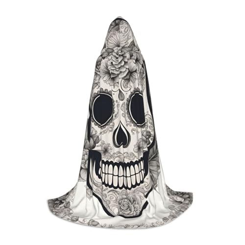 BGSHJVF Mexikanischer Totenkopf-Umhang mit Kapuze für Herren, Zauberer, Vampir und Halloween-Kostüme, für Rollenspiele und Partys von BGSHJVF