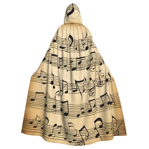 BGSHJVF Musiknoten Druck Halloween Kostüm Umhang für alle, übergroße Cosplay Erwachsene Mantel mit Kapuze für Partys, Maskeraden von BGSHJVF