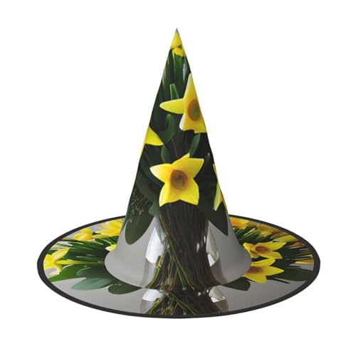 BGSHJVF Narzissenstrauß Druck, Halloween, Hexenhut, Cosplay, Halloween-Dekoration, Kostümzubehör für Party BGSHJVF Narzissenstrauß Druck, Halloween, Hexenhut, Cosplay, Halloween-Dekoration, Kostümzubehör für Party von BGSHJVF