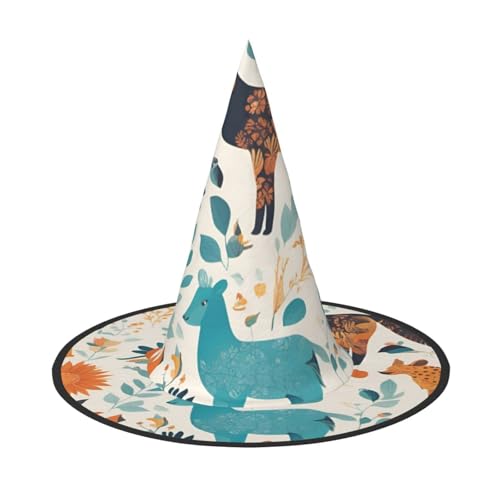 BGSHJVF Nette Hexenhut mit Blumen-Tierdruck Halloween Cosplay Halloween Party Dekoration Kostüm Zubehör BGSHJVF Nette Hexenhut mit Blumen-Tierdruck Halloween Cosplay Halloween Party Dekoration Kostüm Zubehör von BGSHJVF