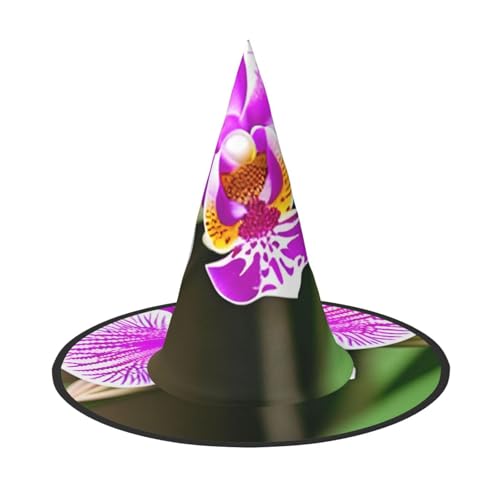 BGSHJVF Orchideen-Druck Halloween Hexenhut Cosplay Caps Halloween Dekoration Kostüm Zubehör für Halloween Party von BGSHJVF