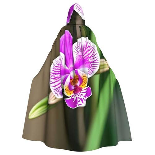 BGSHJVF Orchideendruck Halloween Kostüm Umhang für alle, übergroße Cosplay Erwachsene Mantel mit Kapuze für Partys, Maskeraden von BGSHJVF