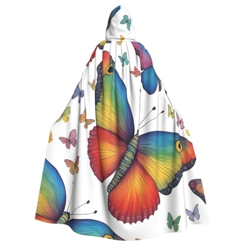BGSHJVF Regenbogen Schmetterling Print Halloween Kostüm Umhang für alle, übergroßen Mantel mit Kapuze für Erwachsene, für Party, Maskenkostüm Ball BGSHJVF Regenbogen Schmetterling Print Halloween Kostüm Umhang für alle, übergroßen Mantel mit Kapuze für Erwachsene, für Party, Maskenkostüm Ball von BGSHJVF