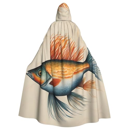BGSHJVF Saflor fliegenden Fisch Druck Halloween Kostüm Umhang für alle, übergroße Cosplay Erwachsene Mantel mit Kapuze für Partys, Maskeraden BGSHJVF Saflor fliegenden Fisch Druck Halloween Kostüm Umhang für alle, übergroße Cosplay Erwachsene Mantel mit Kapuze für Partys, Maskeraden von BGSHJVF
