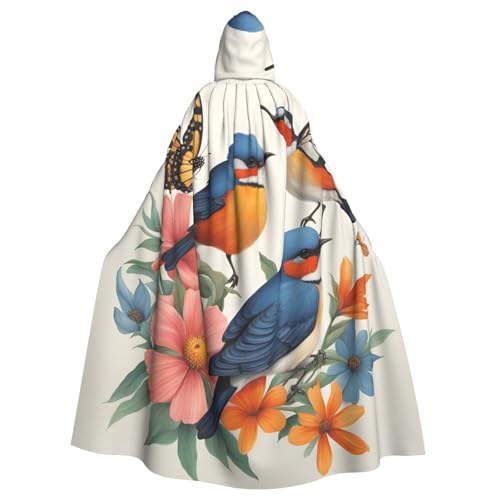 BGSHJVF Schmetterling Vogel Blumen Halloween Kostüm für alle, große Cosplay-Mantel mit Kapuze für Erwachsene für Partys, maskiert BGSHJVF Schmetterling Vogel Blumen Halloween Kostüm für alle, große Cosplay-Mantel mit Kapuze für Erwachsene für Partys, maskiert von BGSHJVF