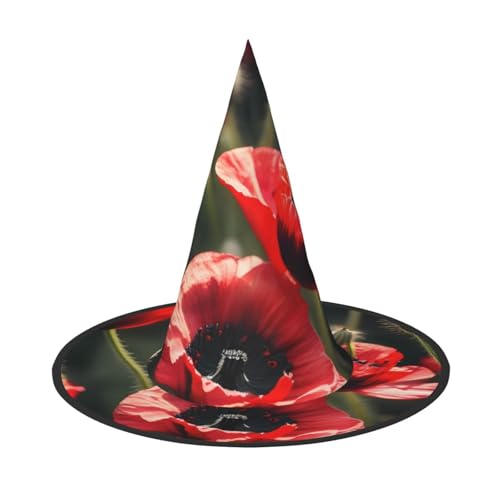 BGSHJVF Schöne rote Mohn Hexenhut gedruckt für Halloween Cosplay Halloween Dekoration Party Kostüm Zubehör BGSHJVF Schöne rote Mohn Hexenhut gedruckt für Halloween Cosplay Halloween Dekoration Party Kostüm Zubehör von BGSHJVF