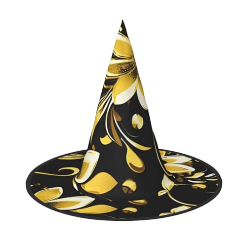 BGSHJVF Schwarz und Gold Blumendruck Halloween Hexe Hut Cosplay Caps Halloween Dekoration Kostüm Zubehör für Halloween Party BGSHJVF Schwarz und Gold Blumendruck Halloween Hexe Hut Cosplay Caps Halloween Dekoration Kostüm Zubehör für Halloween Party von BGSHJVF