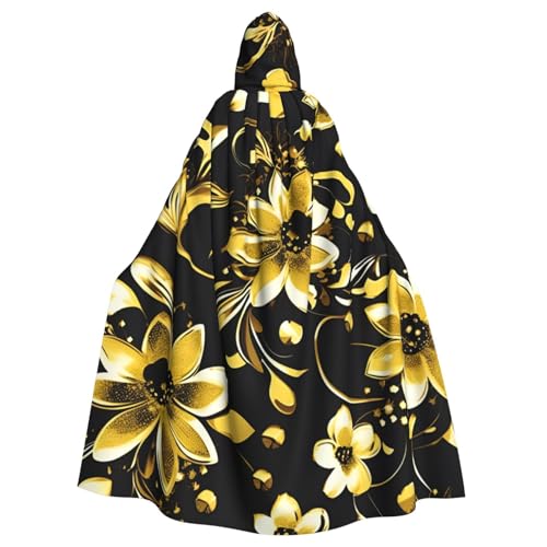 BGSHJVF Schwarz und Gold Blumendruck Halloween Kostüm Umhang für alle, übergroße Cosplay erwachsene Kapuze Mantel für Partys, Kostüme BGSHJVF Schwarz und Gold Blumendruck Halloween Kostüm Umhang für alle, übergroße Cosplay erwachsene Kapuze Mantel für Partys, Kostüme von BGSHJVF