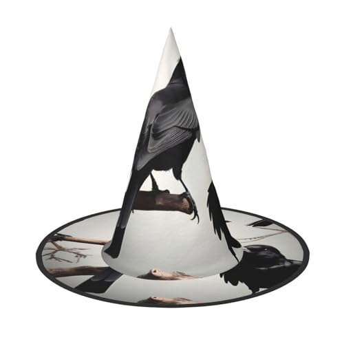 BGSHJVF Schwarze Krähe Vögel auf einem Zweig Druck Halloween Hexe Hut Cosplay Caps Halloween Dekoration Kostüm Zubehör für Party BGSHJVF Schwarze Krähe Vögel auf einem Zweig Druck Halloween Hexe Hut Cosplay Caps Halloween Dekoration Kostüm Zubehör für Party von BGSHJVF