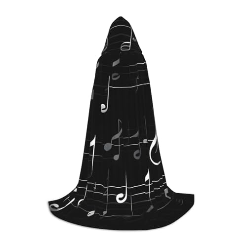 BGSHJVF Schwarzer Kapuzenumhang mit Musiknoten für Herren, Zauberer, Vampir und Halloween-Kostüme, für Rollenspiele und Partys BGSHJVF Schwarzer Kapuzenumhang mit Musiknoten für Herren, Zauberer, Vampir und Halloween-Kostüme, für Rollenspiele und Partys von BGSHJVF