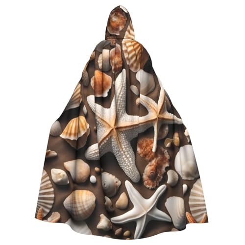 BGSHJVF Seestern und Muscheln für alle Halloween Kostüm Umhang großen Mantel mit Kapuze für Erwachsene für Party, Maskerade Ballen von BGSHJVF