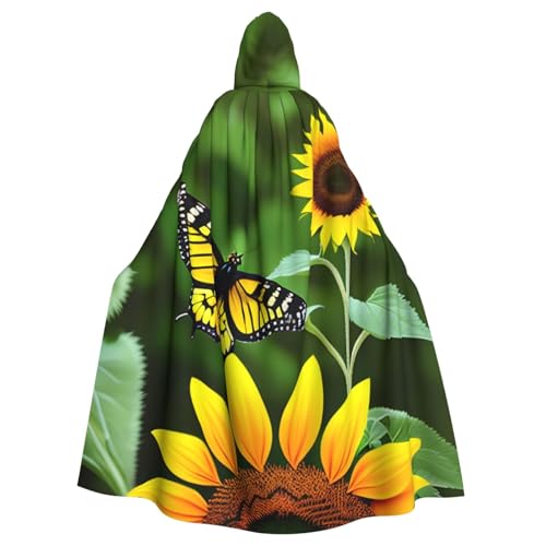 BGSHJVF Sonnenblume Schmetterling Print Halloween Kostüm Umhang für alle, großer Mantel mit Kapuze für Erwachsene, für Party, Fanced Ball BGSHJVF Sonnenblume Schmetterling Print Halloween Kostüm Umhang für alle, großer Mantel mit Kapuze für Erwachsene, für Party, Fanced Ball von BGSHJVF