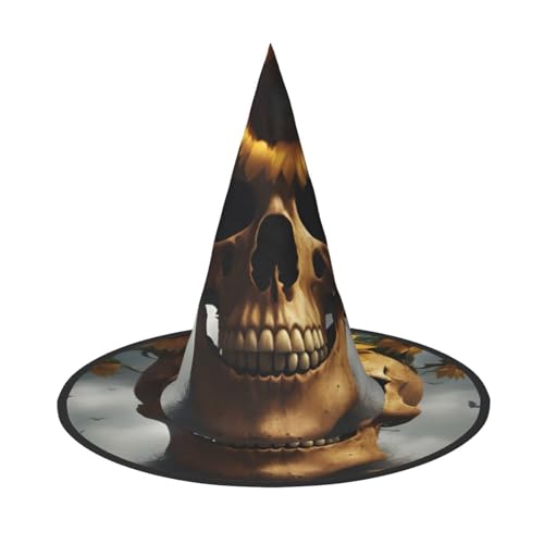 BGSHJVF Sonnenblumen-Halloween-Totenkopf-Druck, Halloween-Hexenhut, Cosplay-Kappen, Halloween-Dekoration, Kostümzubehör für Halloween-Party von BGSHJVF