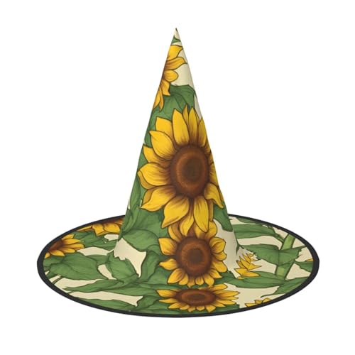 BGSHJVF Sonnenblumendruck Halloween Hexe Hut Cosplay Caps Halloween Dekoration Kostüm Zubehör für Party BGSHJVF Sonnenblumendruck Halloween Hexe Hut Cosplay Caps Halloween Dekoration Kostüm Zubehör für Party von BGSHJVF