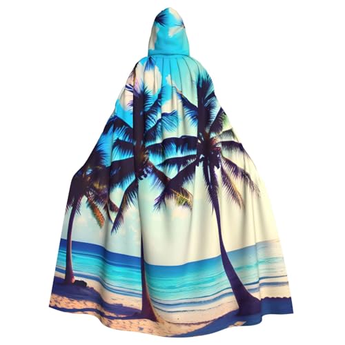 BGSHJVF Strand Palmdruck Halloween Kostüm Umhang für alle, übergroßen Mantel mit Kapuze für Erwachsene, für Party, Kostümball BGSHJVF Strand Palmdruck Halloween Kostüm Umhang für alle, übergroßen Mantel mit Kapuze für Erwachsene, für Party, Kostümball von BGSHJVF