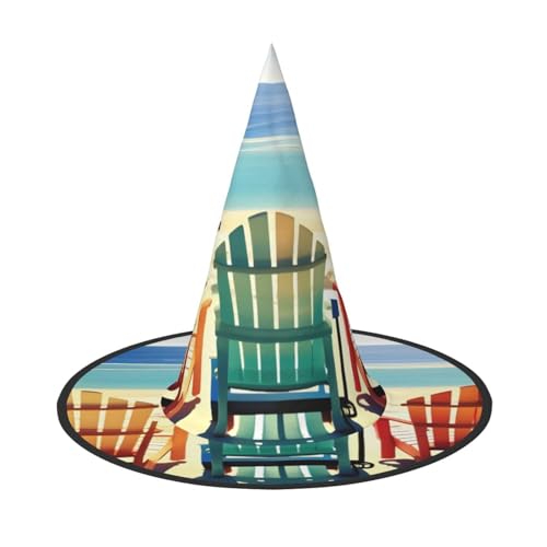 BGSHJVF Strandszene mit Stühlen Druck Halloween Hexe Hut Cosplay Caps Halloween Dekoration Kostüm Zubehör für Halloween Party BGSHJVF Strandszene mit Stühlen Druck Halloween Hexe Hut Cosplay Caps Halloween Dekoration Kostüm Zubehör für Halloween Party von BGSHJVF
