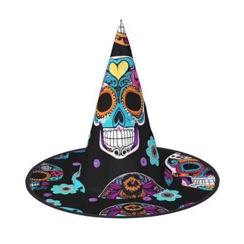 BGSHJVF Sugar Skull Print Halloween Hexenhut Cosplay Caps Halloween Dekoration Kostüm Zubehör für Halloween Party BGSHJVF Sugar Skull Print Halloween Hexenhut Cosplay Caps Halloween Dekoration Kostüm Zubehör für Halloween Party von BGSHJVF