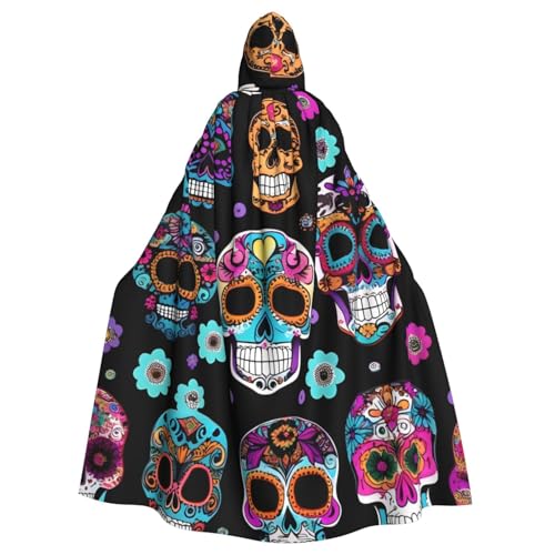 BGSHJVF Sugar Skull gedruckt Halloween Kostüm Umhang für alle, übergroßen Mantel mit Kapuze für Erwachsene, für Party, Fanced Ball BGSHJVF Sugar Skull gedruckt Halloween Kostüm Umhang für alle, übergroßen Mantel mit Kapuze für Erwachsene, für Party, Fanced Ball von BGSHJVF