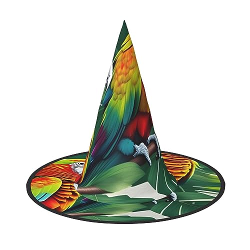 BGSHJVF Tropische Blume Blatt Papagei Druck Halloween Hexenhut Cosplay Caps Halloween Dekoration Kostüm Zubehör für Halloween Party BGSHJVF Tropische Blume Blatt Papagei Druck Halloween Hexenhut Cosplay Caps Halloween Dekoration Kostüm Zubehör für Halloween Party von BGSHJVF