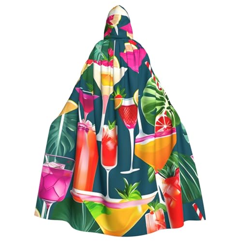 BGSHJVF Tropischer Cocktaildruck Halloween Kostüm Umhang für alle, übergroße Cosplay erwachsene Kapuze Mantel für Partys, Maskeraden von BGSHJVF