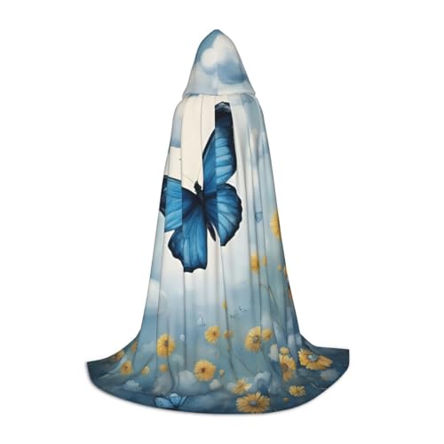 BGSHJVF Umhang mit Kapuze für Herren, Zauberer, Vampir und Halloween, Motiv: blauer Schmetterling und Wolken, für Rollenspiele und Partys BGSHJVF Umhang mit Kapuze für Herren, Zauberer, Vampir und Halloween, Motiv: blauer Schmetterling und Wolken, für Rollenspiele und Partys von BGSHJVF