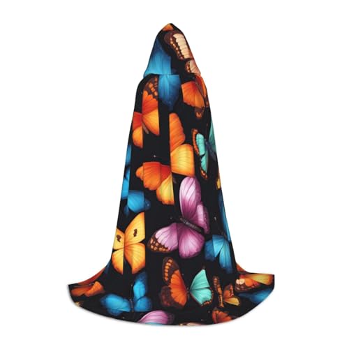 BGSHJVF Umhang mit Kapuze mit buntem Schmetterlingsdruck für Herren, Zauberer, Vampir und Halloween, für Rollenspiele und Partys BGSHJVF Umhang mit Kapuze mit buntem Schmetterlingsdruck für Herren, Zauberer, Vampir und Halloween, für Rollenspiele und Partys von BGSHJVF