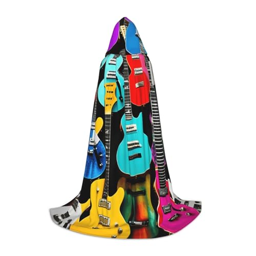 BGSHJVF Umhang mit buntem Gitarren-Druck für Herren, Zauberer, Vampir und Halloween-Kostüme, für Rollenspiele und Partys BGSHJVF Umhang mit buntem Gitarren-Druck für Herren, Zauberer, Vampir und Halloween-Kostüme, für Rollenspiele und Partys von BGSHJVF
