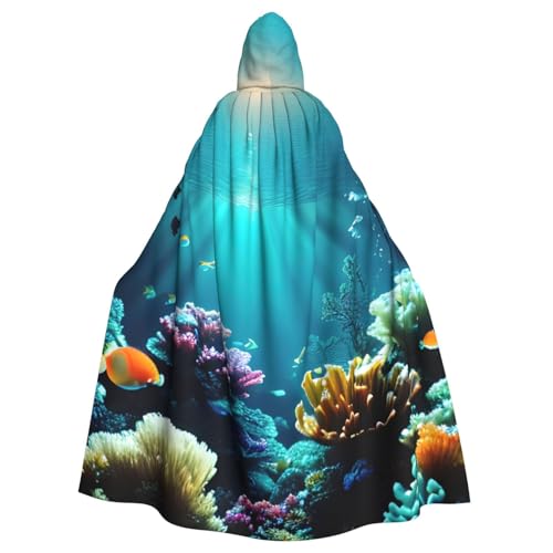 BGSHJVF Unterwasser-Szenario Druck Halloween Kostüm Umhang für alle, übergroße Cosplay erwachsenen Mantel mit Kapuze für Partys, Maskeraden BGSHJVF Unterwasser-Szenario Druck Halloween Kostüm Umhang für alle, übergroße Cosplay erwachsenen Mantel mit Kapuze für Partys, Maskeraden von BGSHJVF