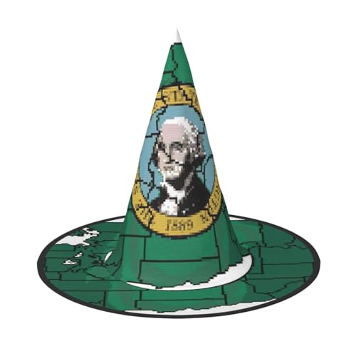 BGSHJVF Washington Flagge Halloween Druck Hexenhut Hüte Cosplay Halloween Dekoration Party Kostüm Zubehör BGSHJVF Washington Flagge Halloween Druck Hexenhut Hüte Cosplay Halloween Dekoration Party Kostüm Zubehör von BGSHJVF