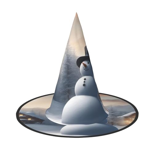 BGSHJVF Weihnachtlicher Schneemann-Druck, Halloween-Hexenhut, Cosplay, Kappen Halloween-Dekoration, Kostümzubehör für Party BGSHJVF Weihnachtlicher Schneemann-Druck, Halloween-Hexenhut, Cosplay, Kappen Halloween-Dekoration, Kostümzubehör für Party von BGSHJVF