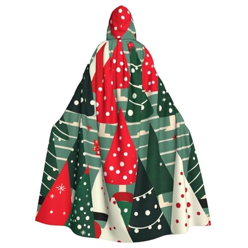 BGSHJVF Weihnachtsbaumdruck Halloween Kostüm Umhang für alle, übergroßen Mantel mit Kapuze für Erwachsene, für Partys, Fanced Balls von BGSHJVF