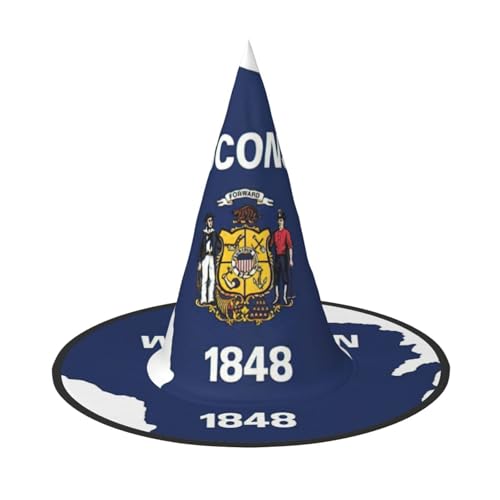 BGSHJVF Wisconsin Staatsflagge Karte Druck Halloween Hexenhut Cosplay Caps Halloween Dekoration Kostüm Zubehör für Party BGSHJVF Wisconsin Staatsflagge Karte Druck Halloween Hexenhut Cosplay Caps Halloween Dekoration Kostüm Zubehör für Party von BGSHJVF