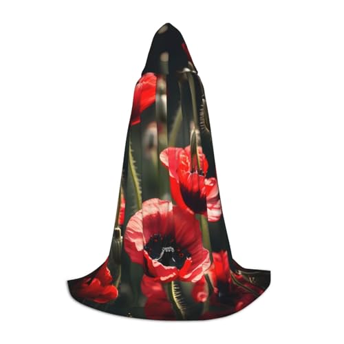 BGSHJVF Wunderschöner roter Mohnblumen-Umhang mit Kapuze für Herren, Zauberer, Vampir und Halloween-Kostüme, für Rollenspiele und Partys BGSHJVF Wunderschöner roter Mohnblumen-Umhang mit Kapuze für Herren, Zauberer, Vampir und Halloween-Kostüme, für Rollenspiele und Partys von BGSHJVF