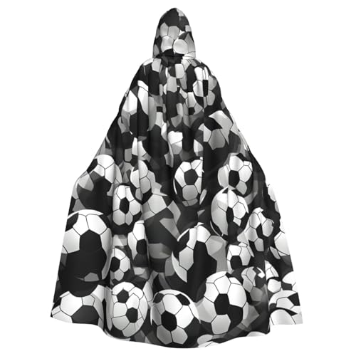 BGSHJVF schwarz und weiß Fußball Kugelmuster Print Halloween Kostüm Umhang für alle, übergroße Cosplay Erwachsene Mantel mit Kapuze für Partys, Maskeraden BGSHJVF schwarz und weiß Fußball Kugelmuster Print Halloween Kostüm Umhang für alle, übergroße Cosplay Erwachsene Mantel mit Kapuze für Partys, Maskeraden von BGSHJVF